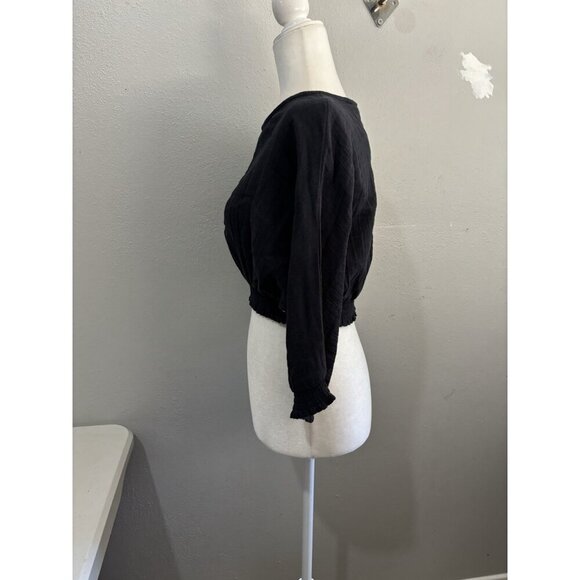 Sea Level Swim Australia Sunset Crop Blouse Gauzy Size XS Black - Picture 6 of 14